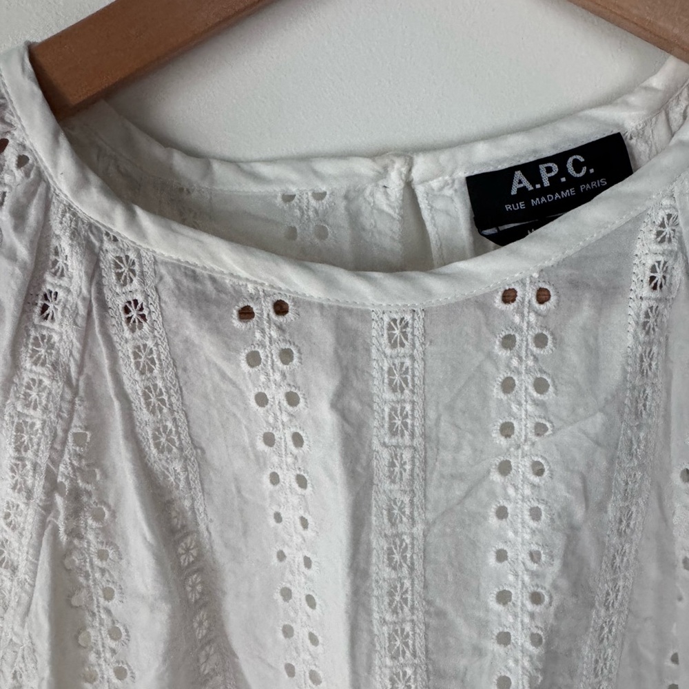 APC White Cotton Lace Eyelet Top - Picture 4 of 7